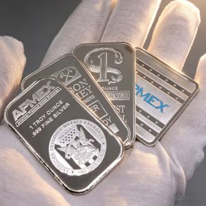 【discount store】1pc JM Silver Bar APMEX Square Silver Plated Copper Commemorative Bar Collection Gifts Metal Crafts & Home Decor
