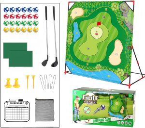Golf sứt mẻ trò chơi với đứng 54 "x 54" mục tiêu mat thực hành di động thiết lập W/24 quả bóng câu lạc bộ trong nhà/ngoài trời sân sau quà tặng cho người lớn trẻ em