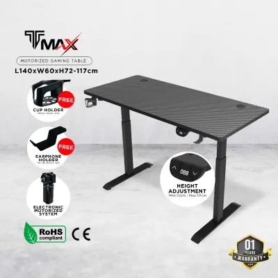 TMAX I-shape L140/160 cm Standing Desk Smart Lifting Motorized Height Adjustable Table Gaming Design [𝟭 𝗬𝗘𝗔𝗥𝗦 𝗪𝗔𝗥𝗥𝗔𝗡𝗧𝗬]