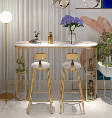 Nordic marble bar table household luxury kitchen balcony living room partition wall wine cabinet high dining table and chair