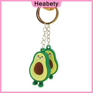 Heabety Fashion Simulation Fruit Avocado Smile Keychain 3D Resin Key Chains Jewelry Gift