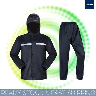 [SG Ready Stock] Double layer Raincoat Rainsuit Premium PVC Coat Reflective Leak Free Riding Block Wind Rain Coats Outdoors 雨衣