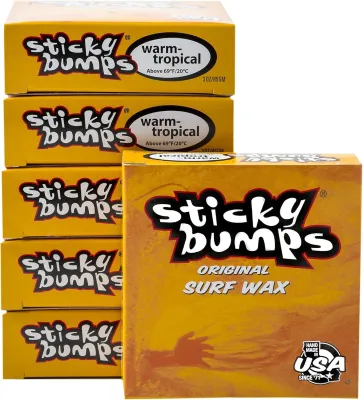 Sticky Bumps Warm/Tropical Surf Wax | Long-Lasting Surfboard Wax | Great Bump Building for Surfing | Non-Toxic Nature-Safe | Warm Water Surf Wax for Temps 69 ° F/20 ° C and Above