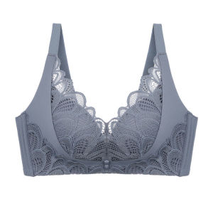 INTIMA บราดันมาใหม่ล่าสุดสำหรับผู้หญิงที่มีเต้านมเล็กๆชุดชั้นในยกทรงไร้สายคอวีลึกลูกไม้โรแมนติกฝรั่งเศสปรับป้องกันการหย่อนคล้อย32AB-38AB บราชุดชั้นในสตรี