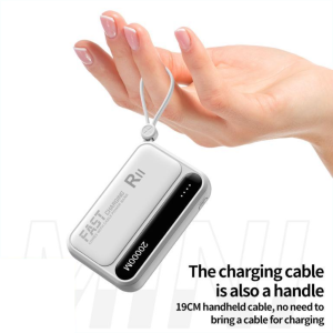 RII New R08 20000mah Portable Powerbank with 4 Cables Fast Charging with Built-in CABLE for USBiPhone Type and Micro Cable