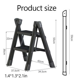 【SG STOCK】Step Ladder 2 3 And 4 Steps Black Foldable Step Ladder