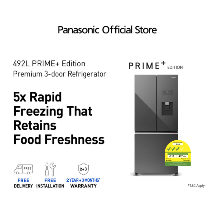 Panasonic Prime+ Edition 3 Doors Refrigerator with PrimeFresh & PrimeFreeze NR-CW530XMMS (492L)