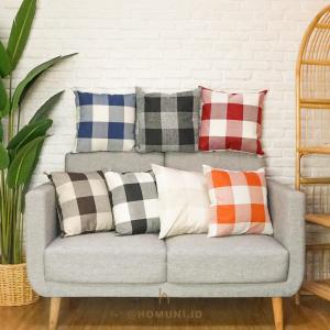 Sarung Bantal Farmhouse Motif Kotak-Kotak/Cushion Cover Buffalo Import 45