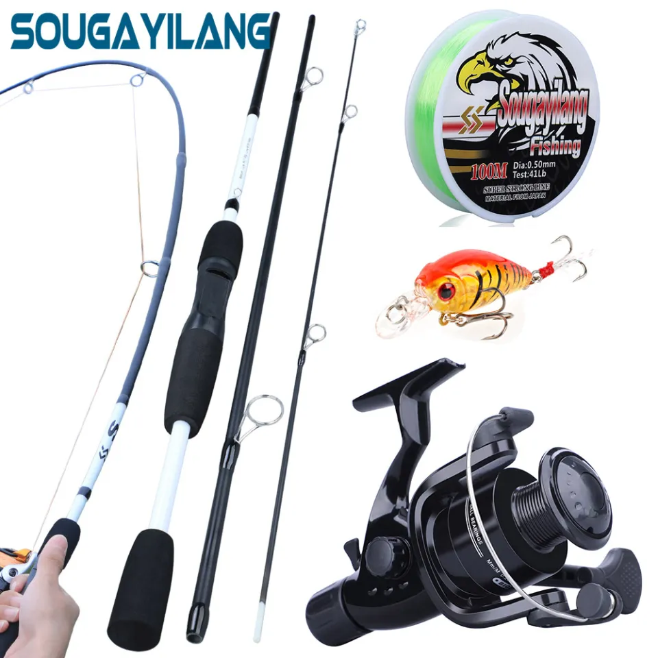 Fishing Rod and Reels Set 1.75M M Power Portable 3 Sections