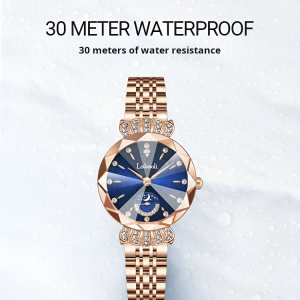 Womens Diamond Steel Wristwatch with Individual Seconds Hand