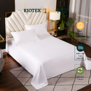 Tấm Trải - Phủ Giường Trắng trơn T1 RIOTEX HOME cho Khách Sạn resort cao cấp đủ kích thước