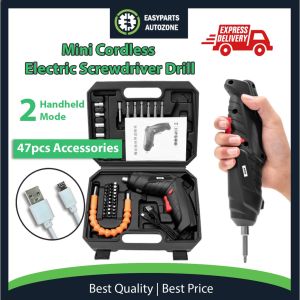 Autozone DIY 47 ITEM Mini Cordless Electric Screwdriver Drill 3.6V Rechargeable Cordless Screwdriver Drill Machine