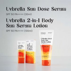 Cosmo Colony Gentle Dermatology Family Care Total Sun Protection Bundle Sunscreen Wajah Uvbrella Sun Dose Serum SPF50 PA++++ & Sunscreen Badan Uvbrella 2in1 Body Sun Serum Lotion SPF50 PA++++ Daily Protection Sunscreen Kulit Sensitif