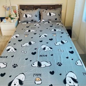 Bộ 3 món Ga gối ga bọc nệm mẫu thiết kế đáng yêu drap giường giá rẻ kích thước m2/m6/m8/2m2 | Chất Poly cotton - Ga bo chun bảo vệ đệm Chăn ga gối Moon Shop [Đào Tím]