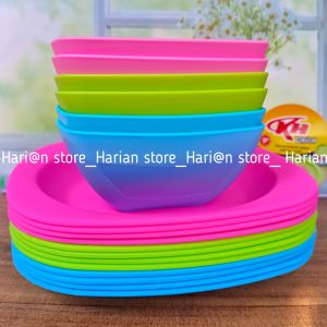 PAKET ISI 12 PCS PIRING DAN MANGKUK TERLARIS TEBAL DAN BERKUALITAS