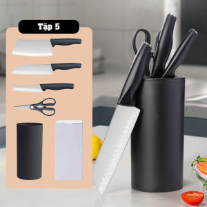 Bộ Dao Kéo 5 Món Inox Không Gỉ Kháng Khuẩn Sắc Bén Tay Cầm Chắc Chắn Dụng Cụ Nhà Bếp Đa Năng