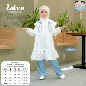 COD Setelan Atasan Tunik Lengan Panjang Motif Dan Celana Kulot Anak Perempuan 2-12T Zalva Set