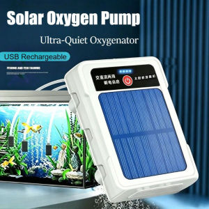 Solar Oxygen Pump Portable Fish Tank Outdoor Fishing Farm Oxygenator Quiet USB Rechargeable High Power 增氧机
