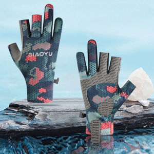 Spring and autumn fishing gloves dew three fingers do not stick to bait mens outdoor sun protection wear-resistant non-slip and breathable Luya riding