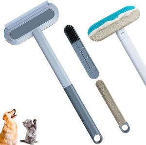 4 IN 1 Pet Hair Remover brush Dog Hair Remover for CouchReusable Lint RollerPet Hair Removal ToolCarpet Rake for Pet Hair Removal for ClothesFurnitureBeddingCarpet with Adhesive Roller Hair Remover