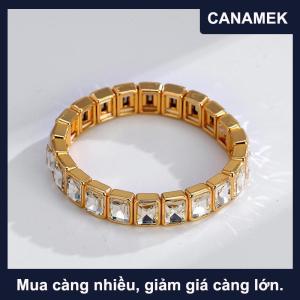 【CANAMEK】 Đầy Màu Sắc Men Pha Lê Vòng Đeo Tay Hình Học Bangle Cho Phụ Nữ Đàn Hồi Cầu Vồng Đính Cườm Cô Gái Đồ Trang Sức Cho Mùa Hè Và Kỳ Nghỉ Mặc