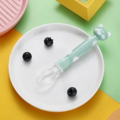 Sendok silikon bayi / peralatan makan bayi / sendok sup sendok pelengkap bayi