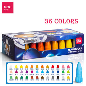 Deli Crayon Set Color Pen Rocket Shape Student Painting Crayons for Kids Art Drawing Supplies 12/24/36 Colors