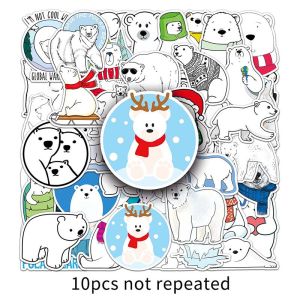 50PCS Cartoon Cute Polar Bear Waterproof Sticker Toy PVC Graffiti Sticker Laptop Luggage Animal Bear Sticker