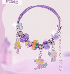Vòng tay vòng cổ đính đá bé tự xỏ dây luồn hạt Charm làm thủ công DIY hãng TOI Bead charms for girl 3 chủ đề Hồng Xanh Tím