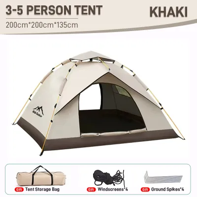 Automatic Camping Tent Double Layer Waterproof Pop Up Tent 2-6 Person Quick Open Family Tent with Ventilation for Outdoor Camping Beach Hiking