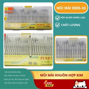 [Hộp 30 mũi các loại] Mũi Mài Kim Cương Siêu Cứng BMS-30 – Dụng Cụ Mài Đa Năng Cho Thợ Cơ Khí