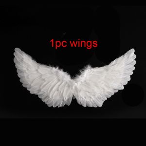 White Angel Feather Wings Costume Headband Fairy Wand Props for Childrens Day Halloween Costume