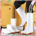 Heavy-duty white man women high cut raincoat kitchen shoes construction worker boots waterproof pangki heavy-duty bota for men adult rain gear sunlight99.ph. 
