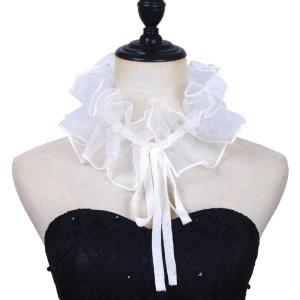 Victoria renaissances organza cổ ruff Choker Dây buộc có thể điều chỉnh xù Cổ áo giả và tay áo còng cho trang phục bên