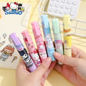 Sanrio Anime Mymelody Kuromi Cinnamoroll Pressing Cartoon Pencil Eraser Pen Type Cute Eraser Replaceable Rubber Core School Student Rubber Eraser Kid Gifts Office Eraser