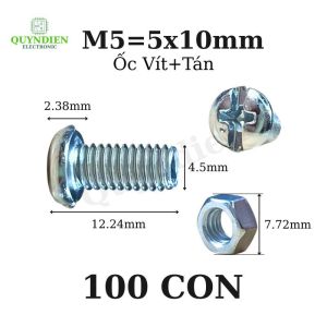 Ốc vít kèm tán M5x10mm túi 100 con - LinhKien HD audio
