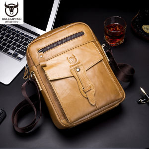 BULLCAPTAIN Mens Messenger Bag Leather Business Casual Large Capacity 9.7 Inch Tablet Shoulder Bag DJB-053