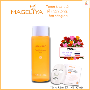 Nước hoa hồng Mageliya Vitamin C Pore Minimizing Toner se khít lỗ chân lông dưỡng ẩm ngừa mụn Thái Lan 200ml