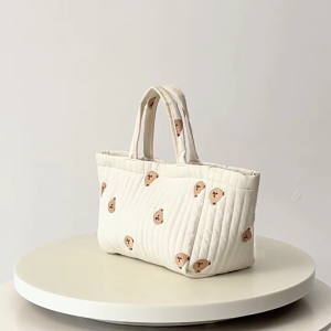 Diaper Bag Embroidery Pattern Mom Bag Large Capacity Cosmetic Storage Bag for Women Pram Pushchair Hanging Bag Handbag