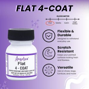 Angelus Flat 4-Coat Scratch-Resistant Leather Sealer – Durable Flexible Clear Coat Protection for Leather Shoes Bags Jackets & More - Ultra Matte Finish - 1 fl oz