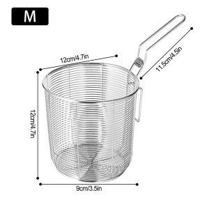 RESIGH FASHION 1Pcs 304 Stainless Steel Deep Frying Basket with Handle Chip Serving Strainer Mesh for Dumplings French Fries Chip Filter Fryer