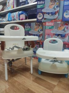 Ghế ăn dặm đa năng 3in1 Spacebaby kèm dây đai an toànchân sắt nâng độ cao cho bé