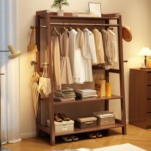 Urban Echo Solid Wood Coat Rack for Bedroom Clothes Storage