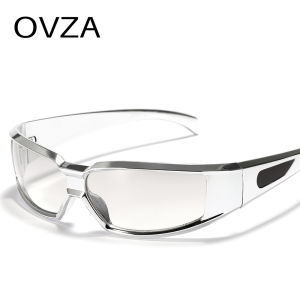 OVZA Sports Sunglasses Men Fashion Punk Gradient Eyeglasses Windproof Goggles Women Silver Mirro Lens S2065