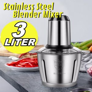 🌹READY STOCK🌹 3L Stainless Steel Mixer Meat Mincer Powerful Extra Large Size Chopper Processor Blender / Pengisar Daging