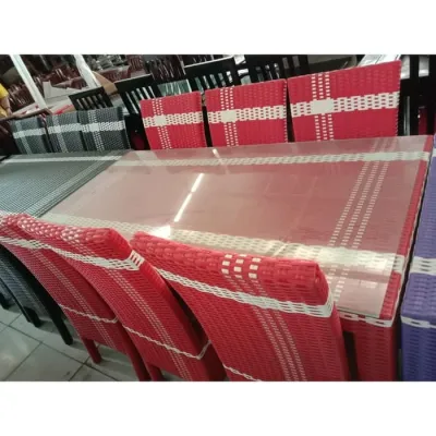 Meja Makan Set Rotan Sintetis 6 Kursi
