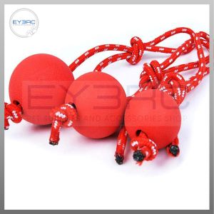 Heavy Duty Solid Rubber Ball with Rope for Pet Interactive Tug-of-War Fetch Toy Durable High-Quality Red Ball