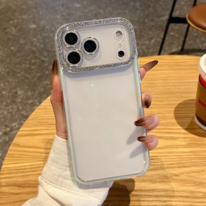 Rhinestone Camera Candy Edge Bumper Phone Case For iPhone 17 Air 16 15 14 13 Pro Max Clear Shockproof Protection Shiny Cover