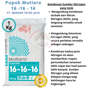 Pupuk Mutiara 16 16 16 1 kg Kemasan Pabrik Untuk Penyubur Tanaman