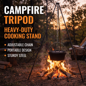 JAYNEBIO Hanging Pot Camping Tripod Aluminum Alloy Cookware Cooking Pot Tripod Durable Support Stand Campfire Tripod Outdoor Cooking